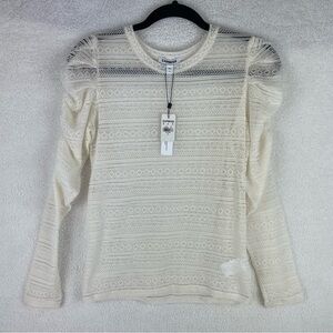 NWT Express cream lace long sleeve top with puff sleeve